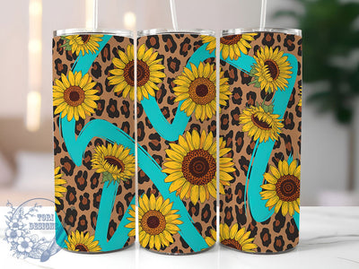 Glitter Western Leopard Sunflower Tumbler, Glitter Western Tumbler, Rustic Sunflower Wrap, Wild West Floral Wrap, Whimsical Leopard Wrap, Sublimation Design, Trendy Gift Idea Sublimation ToriDesigns 