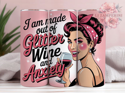 Glitter Wine Anxiety 20oz Tumbler, Glitter Wine Anxiety Wrap, Funny Sublimation Design, Humor PNG, Sassy Woman Tumbler Wrap, 20oz Tumbler Sublimation Li Zamperini 
