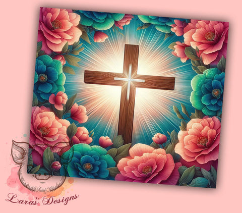 Glitter Wooden Cross 20oz Tumbler Png, Straight & Tapered Tumbler Png, Christian Jesus Tumbler Png, Digital Download PNG Sublimation Lara' s Designs 