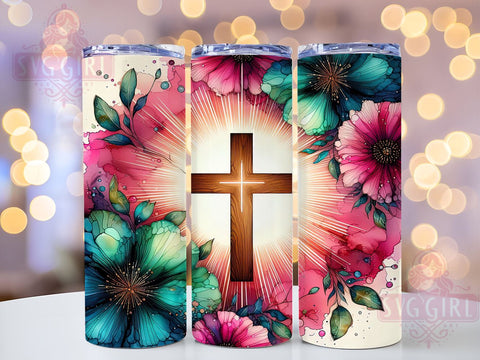 Glitter Wooden Cross 20oz Tumbler Wrap Sublimation Design, Straight Tapered Tumbler Wrap, Christian Jesus Tumbler Png, Instant Digital Download Sublimation SvggirlplusArt 