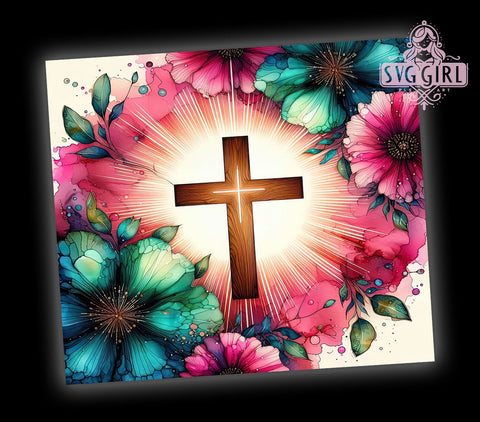 Glitter Wooden Cross 20oz Tumbler Wrap Sublimation Design, Straight Tapered Tumbler Wrap, Christian Jesus Tumbler Png, Instant Digital Download Sublimation SvggirlplusArt 