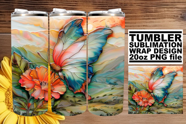 Glitter Wrap Tumbler 3D Spring Sublimation afrosvg 