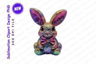 Glittering Easter Bunny With Bow Tie Clipart Sublimation Regulrcrative 