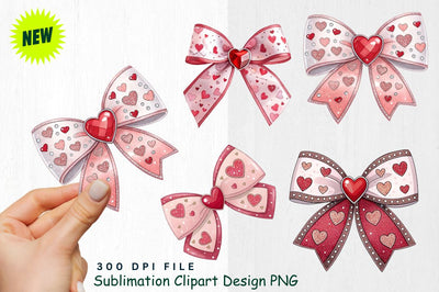 Glittering Heart Bow Clipart Sublimation Regulrcrative 