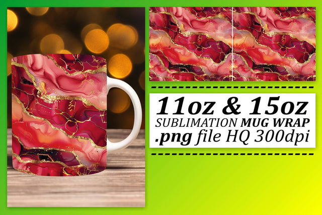 Glittering Marble Print Mug Wrap, Sublimation, 11oz 15oz Sublimation afrosvg 