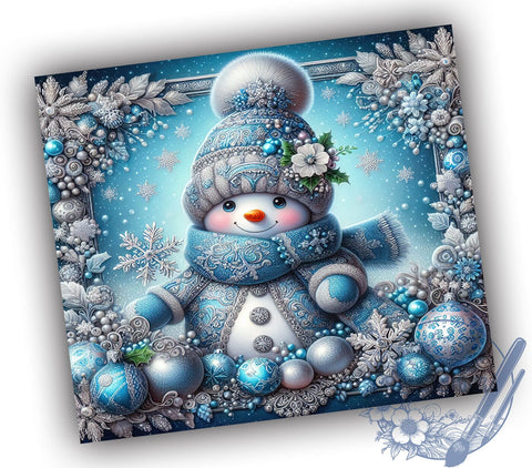 Glittery Blue Snowman Tumbler Wrap, Blue Snowman Tumbler, Christmas Glitter Design, 20oz Wrap, Sublimation Design, Winter Drinkware, Holiday Cup, Festive Tumbler Sublimation ToriDesigns 