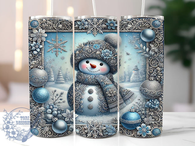 Glittery Blue Snowman Tumbler Wrap, Blue Snowman Tumbler, Christmas Glitter Design, 20oz Wrap, Sublimation Design, Winter Drinkware, Holiday Cup, Festive Tumbler Sublimation ToriDesigns 