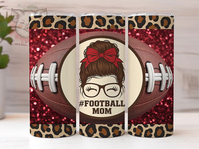 Glittery Messy Bun Football Mom Tumbler, Messy Bun Glitter Wrap, 20oz Sublimation Design, Game Day Mom PNG, Glam Football Mom Tumbler, Sparkle Sports Mom Wrap, Printable Glitter Tumbler Sublimation Lara' s Designs 