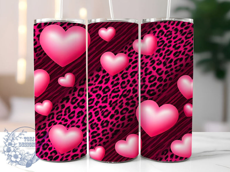 Glittery Pink Leopard Tumbler Wrap, Sublimation Design, Animal Print, Leopard Print, Fashionable Decor, Wild Animal Gift Sublimation ToriDesigns 