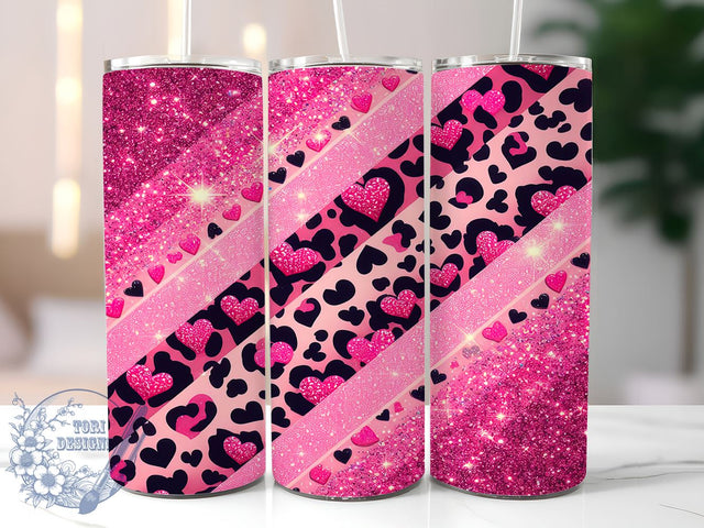 Glittery Pink Leopard Tumbler Wrap, Sublimation Design, Animal Print, Leopard Print, Fashionable Decor, Wild Animal Gift Sublimation ToriDesigns 