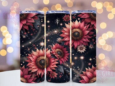 Glittery Pink Sunflower Seamless Tumbler Wrap, Pink Sunflowers, Seamless Pattern, Glitter Tumbler Wrap, Sublimation Design, Floral Decor, Summer Vibes, Flower Lover Gift Sublimation SvggirlplusArt 