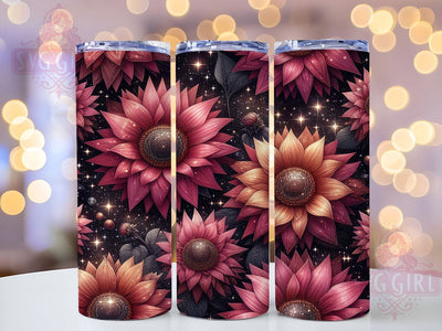 Glittery Pink Sunflower Seamless Tumbler Wrap, Pink Sunflowers, Seamless Pattern, Glitter Tumbler Wrap, Sublimation Design, Floral Decor, Summer Vibes, Flower Lover Gift Sublimation SvggirlplusArt 