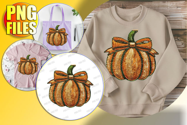 Glittery Pumpkin with Bow for Autumn Sublimation PNG Sublimation afrosvg 