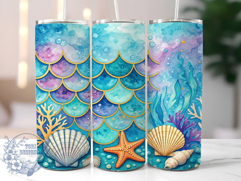 Glittery Seashell Beach Tumbler Wrap, Glittery Seashells, Tumbler Wrap, Sublimation Design, Beach Decor, Coastal Art, Summer Vibes, Ocean Lover Gift Sublimation ToriDesigns 