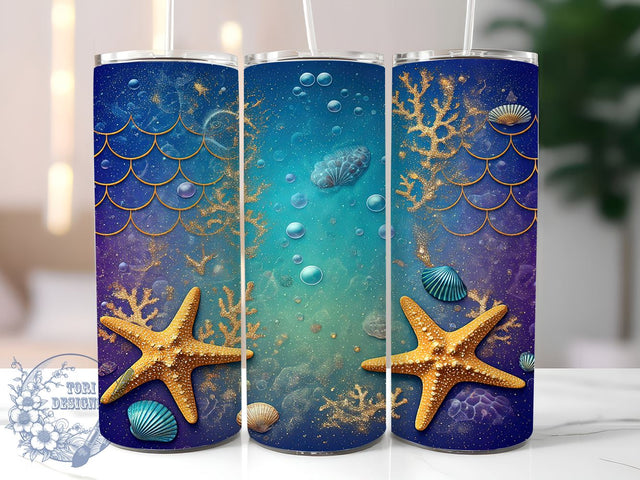 Glittery Seashell Beach Tumbler Wrap, Glittery Seashells, Tumbler Wrap, Sublimation Design, Beach Decor, Coastal Art, Summer Vibes, Ocean Lover Gift Sublimation ToriDesigns 