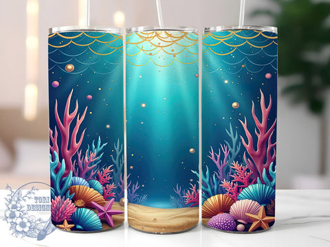Glittery Seashell Beach Tumbler Wrap, Glittery Seashells, Tumbler Wrap, Sublimation Design, Beach Decor, Coastal Art, Summer Vibes, Ocean Lover Gift Sublimation ToriDesigns 