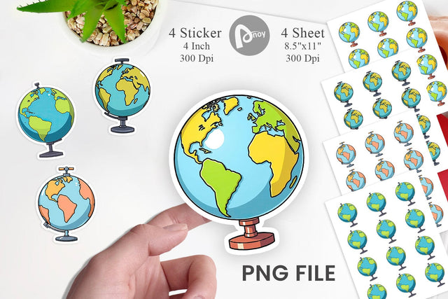 Globe Sticker Sublimation artnoy 