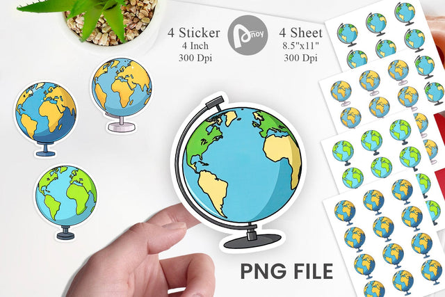 Globe Sticker Sublimation artnoy 