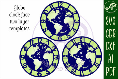 Globe wall clock laser cut files, SVG file. SVG APInspireddesigns 