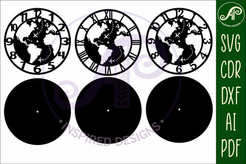 Globe wall clock laser cut files, SVG file. SVG APInspireddesigns 