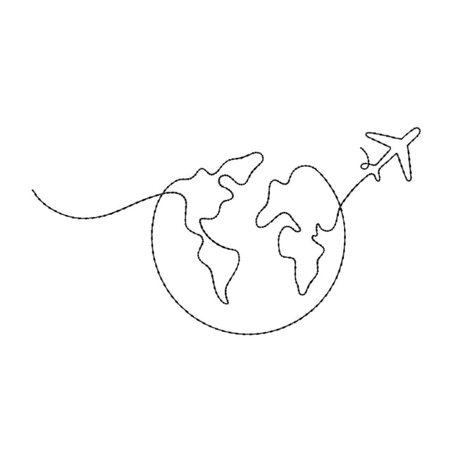Globe with Airplane Machine Embroidery Design, Travel Embroidery File, 5 sizes, Instant download Embroidery/Applique DESIGNS Nino Nadaraia 