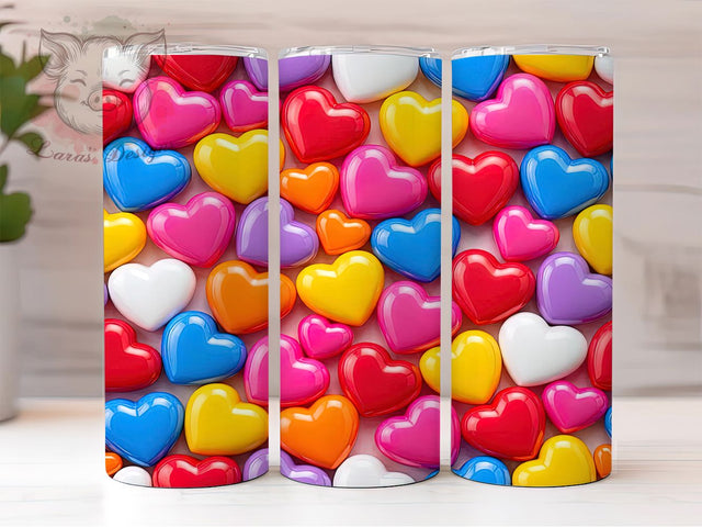 Glossy Candy Hearts Valentine 20oz Tumbler, Candy Hearts, Glossy Design, Valentine Theme, Sublimation Wrap, 20oz Tumbler, Romantic Aesthetic, Sweet Charm Sublimation Lara' s Designs 