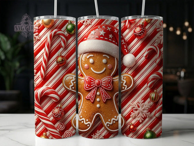 Glossy Gingerbread Santa 20oz Tumbler, Glossy Gingerbread, Gingerbread Santa, Gingerbread Tumbler, 20oz Tumbler, Santa Tumbler, Glossy Tumbler, Tumbler Wrap Sublimation SvggirlplusArt 
