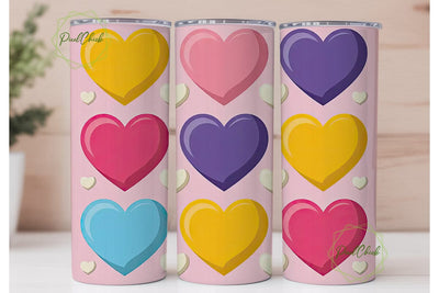 Glossy Hearts 20oz Tumbler Wrap Sublimation PixelChick 