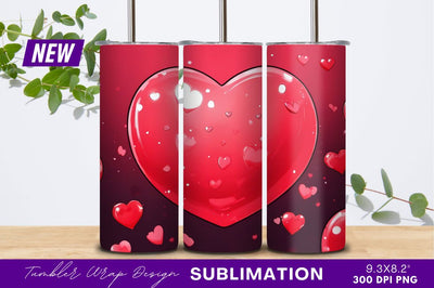 Glossy hearts valentine design tumbler png Sublimation Regulrcrative 