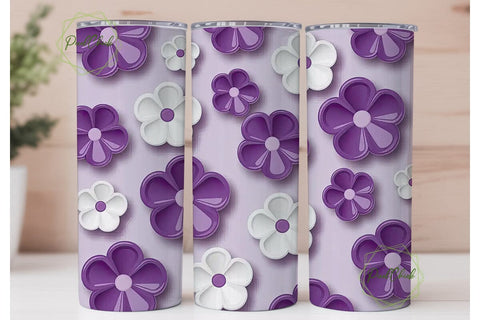Glossy Lavender Floral 20oz Tumbler Wrap Sublimation PixelChick 