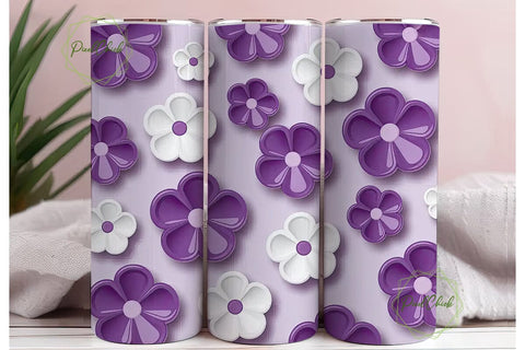 Glossy Lavender Floral 20oz Tumbler Wrap Sublimation PixelChick 
