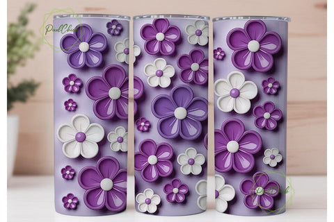 Glossy Lavender Floral 20oz Tumbler Wrap Sublimation PixelChick 