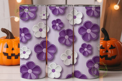 Glossy Lavender Floral 20oz Tumbler Wrap Sublimation PixelChick 
