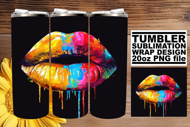 Glossy Lip Print Tumbler Wrap Sublimation afrosvg 