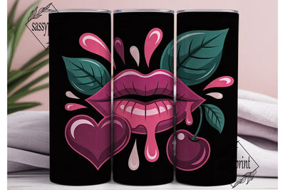 Glossy Lips and Cherry 20oz Tumbler Wrap Sublimation sassyprint 