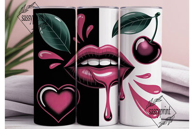 Glossy Lips and Cherry 20oz Tumbler Wrap Sublimation sassyprint 