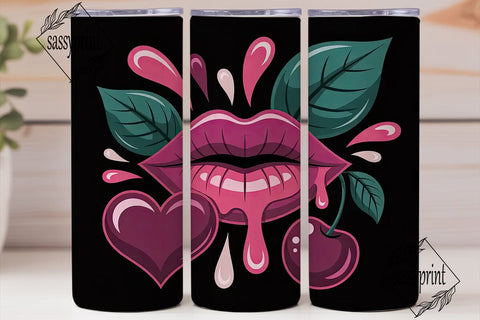 Glossy Lips and Cherry 20oz Tumbler Wrap Sublimation sassyprint 