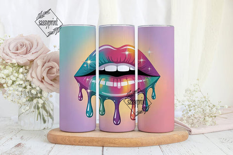 Glossy Lips Dripping Paint 20oz Tumbler Sublimation sassyprint 