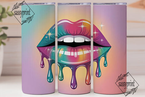 Glossy Lips Dripping Paint 20oz Tumbler Sublimation sassyprint 