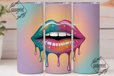 Glossy Lips Dripping Paint 20oz Tumbler Sublimation sassyprint 