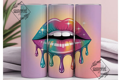 Glossy Lips Dripping Paint 20oz Tumbler Sublimation sassyprint 