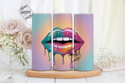 Glossy Lips Dripping Paint 20oz Tumbler Sublimation sassyprint 