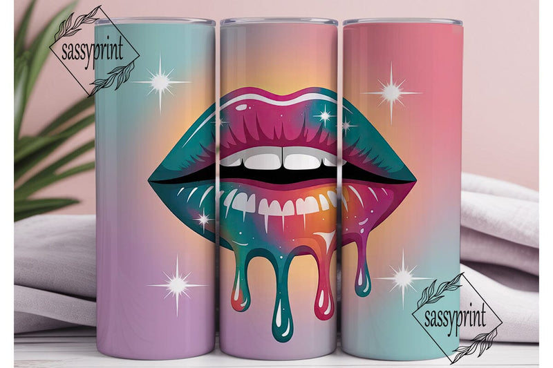 Glossy Lips Dripping Paint 20oz Tumbler Sublimation sassyprint 