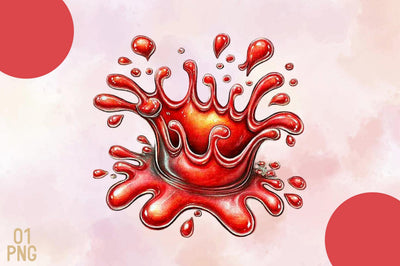 Glossy Red Liquid Splash PNG Sublimation SVGArt 