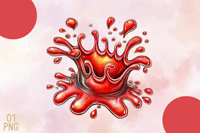 Glossy Red Liquid Splash PNG Sublimation SVGArt 