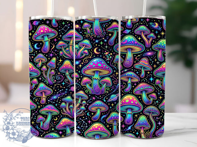 Glow Mushroom Pattern 20oz Tumbler, Glow Mushroom, Mushroom Pattern, Glow In Dark, Mushroom Tumbler, Glow Tumbler, Mushroom PNG, 20oz Tumbler Wrap Sublimation ToriDesigns 