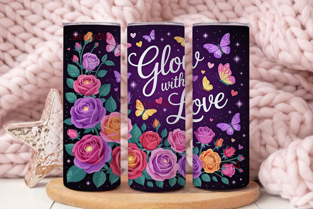 Glow with Love 20oz Tumbler Wrap Sublimation DesignSVG 