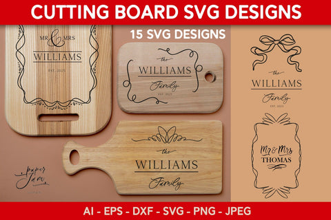 Glowforge Monogram SVG for Cutting Board Engraving SVG Paperjamlab 