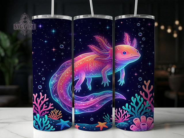Glowing Axolotl Galaxy 20oz Tumbler, Glowing Axolotl, Axolotl Galaxy, Axolotl Tumbler, 20oz Tumbler, Galaxy Tumbler, Cute Axolotl, Tumbler Wrap Sublimation SvggirlplusArt 
