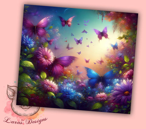 Glowing Butterfly 20oz Tumbler Png, Straight & Tapered Tumbler Png, Butterfly Tumbler Png, Digital Download PNG Sublimation Lara' s Designs 